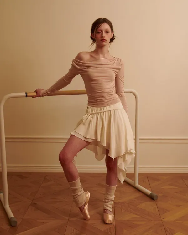 Skirts*Boogzel Clothing Balletcore Asymmetrical Mid Skirt