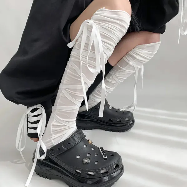 Socks*Boogzel Clothing Balletcore Tie Up Knee High Socks