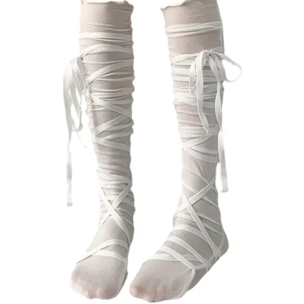 Socks*Boogzel Clothing Balletcore Tie Up Knee High Socks