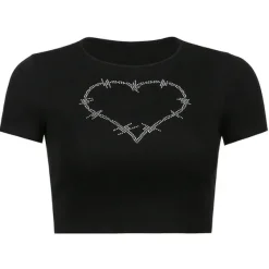 Y2K Tops|Crop Tops*Boogzel Clothing Barbed Heart Rhinestone Crop Top