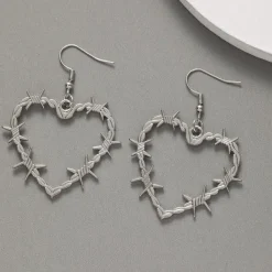 Earrings*Boogzel Clothing Barbed Wire Heart Earrings