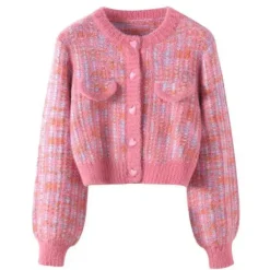 Knit Cardigans|Sweaters*Boogzel Clothing Barbiecore Knit Cropped Cardigan
