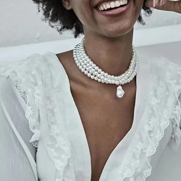 Necklaces & Chokers*Boogzel Clothing Baroque Style Layered Pearl Necklace White/gold