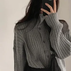 Knit Cardigans|Sweaters*Boogzel Clothing Basic Things Button Up Jumper Grey
