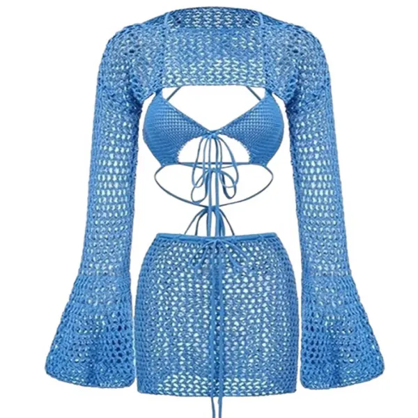 Dresses & Rompers|Skirts*Boogzel Clothing Beach Girl Crochet Top & Skirt Set Blue