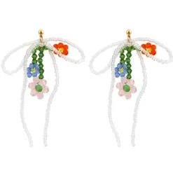 Earrings*Boogzel Clothing Beaded Bow & Flower Earrings Multi