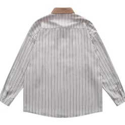 Long Sleeve Tops*Boogzel Clothing Bear Embroidery Striped Shirt White/brown