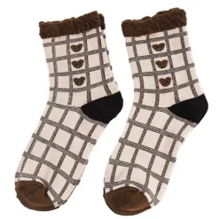 Socks*Boogzel Clothing Bear Plaid Socks Brown