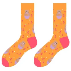 Socks*Boogzel Clothing Bears & Hearts Print Socks Orange/pink