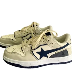 Aesthetic Sneakers*Boogzel Clothing Beige & Navy Shooting Star Sneakers Brown/blue