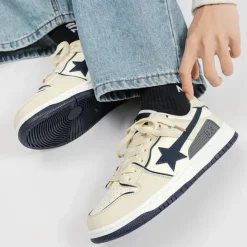Aesthetic Sneakers*Boogzel Clothing Beige & Navy Shooting Star Sneakers Brown/blue