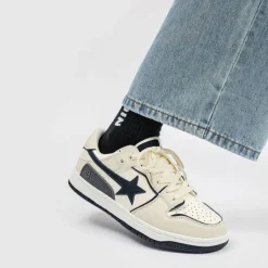 Aesthetic Sneakers*Boogzel Clothing Beige & Navy Shooting Star Sneakers Brown/blue