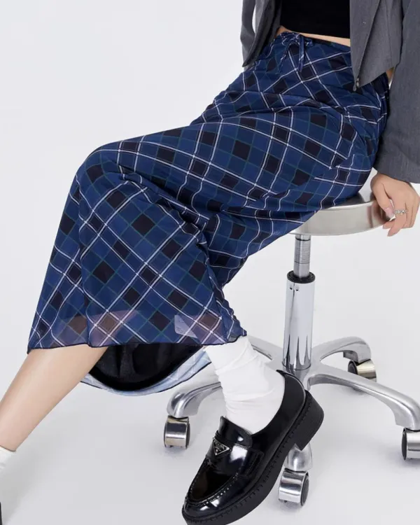 Skirts*Boogzel Clothing Best In Class Plaid Maxi Skirt in Blue