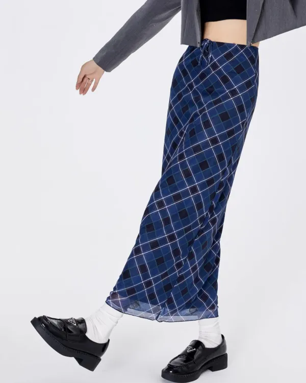 Skirts*Boogzel Clothing Best In Class Plaid Maxi Skirt in Blue