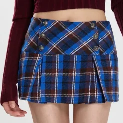 Skirts*Boogzel Clothing Best In Class Plaid Mini Skirt in Blue Blue/purple