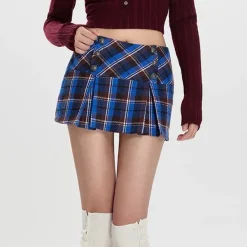 Skirts*Boogzel Clothing Best In Class Plaid Mini Skirt in Blue Blue/purple