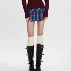 Skirts*Boogzel Clothing Best In Class Plaid Mini Skirt in Blue Blue/purple