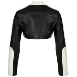Coats & Jackets*Boogzel Clothing Biker Girl Leather Cropped Jacket Black/white