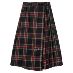 Skirts*Boogzel Clothing Black and Red Plaid Midi Skirt Red/black