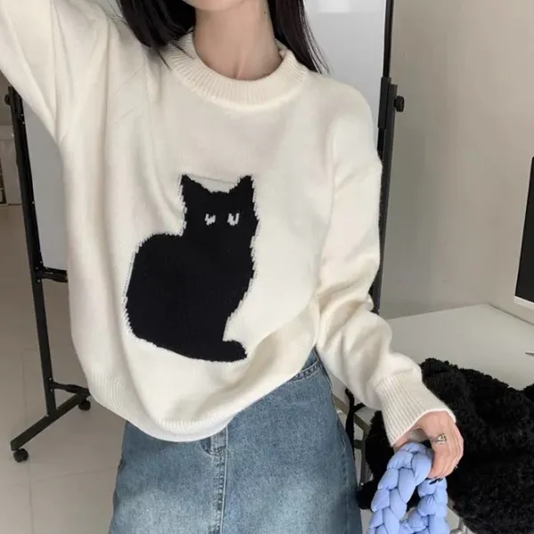 Sweaters*Boogzel Clothing Black Cat Aesthetic Sweater