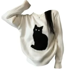 Sweaters*Boogzel Clothing Black Cat Aesthetic Sweater