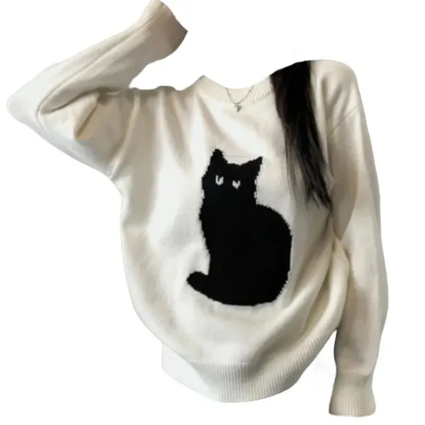 Sweaters*Boogzel Clothing Black Cat Aesthetic Sweater