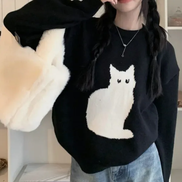Sweaters*Boogzel Clothing Black Cat Aesthetic Sweater