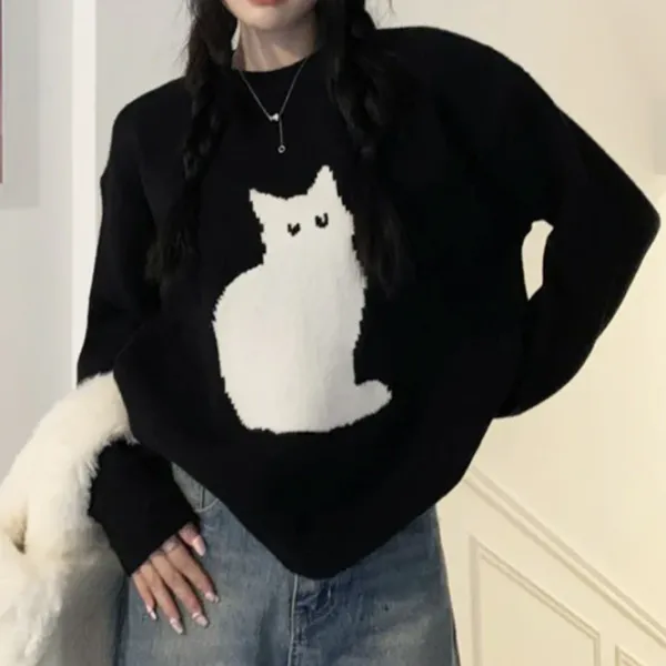 Sweaters*Boogzel Clothing Black Cat Aesthetic Sweater