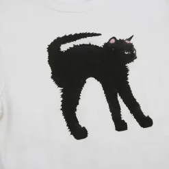 Aesthetic T-Shirts & Graphic Tees|Crop Tops*Boogzel Clothing Black Cat Crop Top White