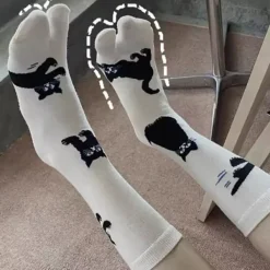 Socks*Boogzel Clothing Black Cat Split Toe Tabi Socks