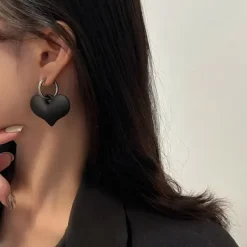 Earrings|Necklaces & Chokers*Boogzel Clothing Black Heart Pendant Earrings