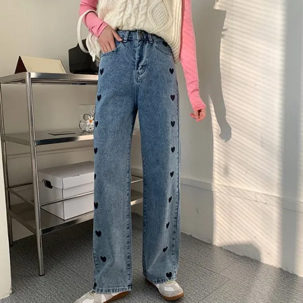 Jeans*Boogzel Clothing Black Hearts Jeans