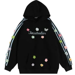 Hoodies*Boogzel Clothing Blokette Aesthetic Floral Embroidery Hoodie