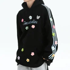 Hoodies*Boogzel Clothing Blokette Aesthetic Floral Embroidery Hoodie