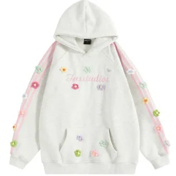 Hoodies*Boogzel Clothing Blokette Aesthetic Floral Embroidery Hoodie