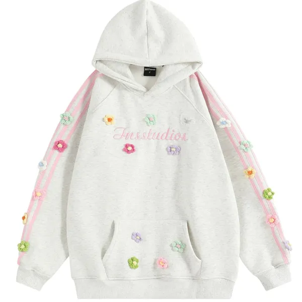 Hoodies*Boogzel Clothing Blokette Aesthetic Floral Embroidery Hoodie