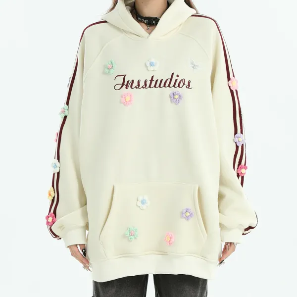 Hoodies*Boogzel Clothing Blokette Aesthetic Floral Embroidery Hoodie