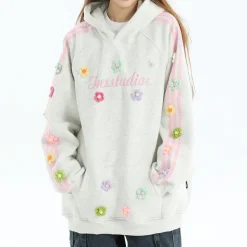 Hoodies*Boogzel Clothing Blokette Aesthetic Floral Embroidery Hoodie