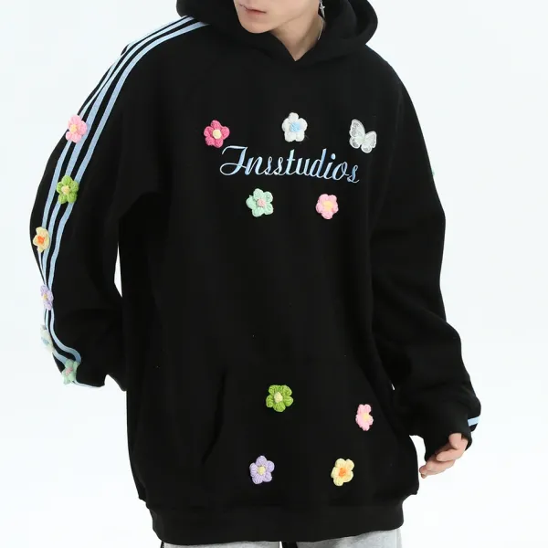 Hoodies*Boogzel Clothing Blokette Aesthetic Floral Embroidery Hoodie