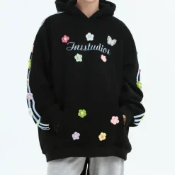 Hoodies*Boogzel Clothing Blokette Aesthetic Floral Embroidery Hoodie