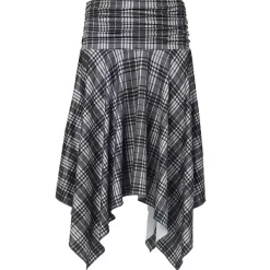 Skirts*Boogzel Clothing Blokette Asymmetrical Plaid Skirt DarkGrey