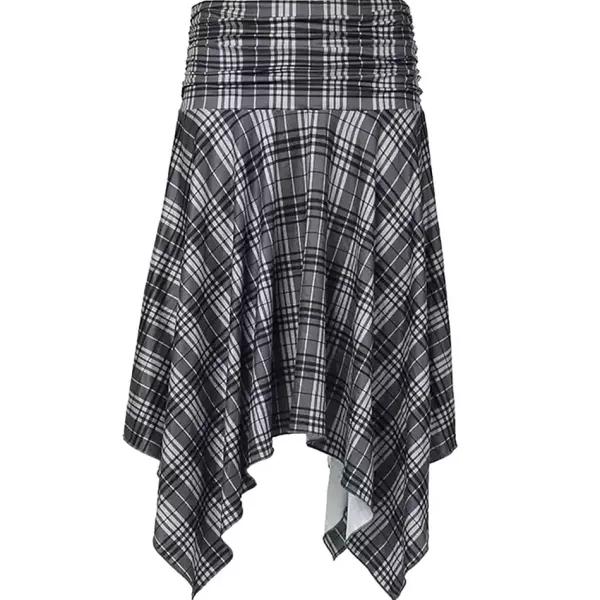 Skirts*Boogzel Clothing Blokette Asymmetrical Plaid Skirt DarkGrey