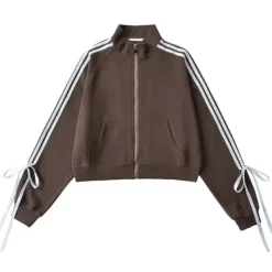 Sweatshirts*Boogzel Clothing Blokette Bows Side Stripe Zip Up Sweatshirt