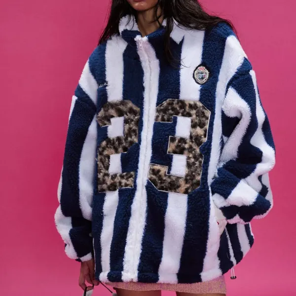 Coats & Jackets|Sweatshirts*Boogzel Clothing Blokette Stripe Fleece Jacket Blue/white