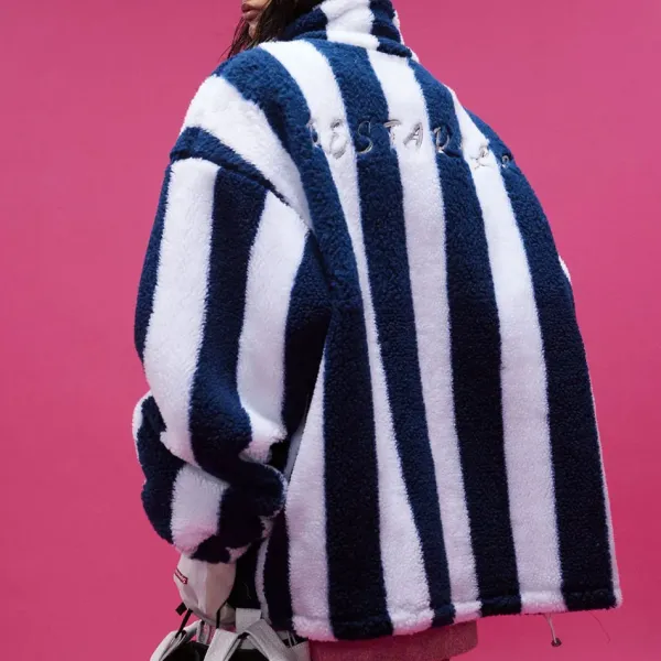 Coats & Jackets|Sweatshirts*Boogzel Clothing Blokette Stripe Fleece Jacket Blue/white