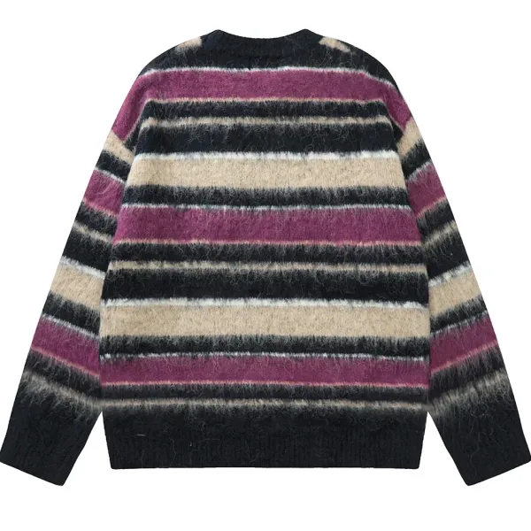 Striped Sweaters|Sweaters*Boogzel Clothing Blueberry & Cream Striped Sweater Purple/beige