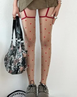 Other*Boogzel Clothing Bonjour Baby Heart Suspender Tights