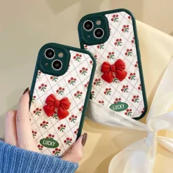 Iphone Cases*Boogzel Clothing Bow Flowers iPhone Case Red/green