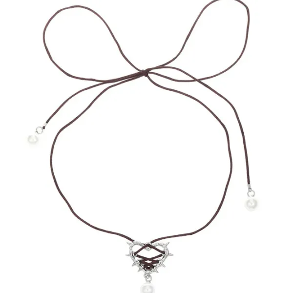 Necklaces & Chokers*Boogzel Clothing Bow Lace Up Heart Necklace