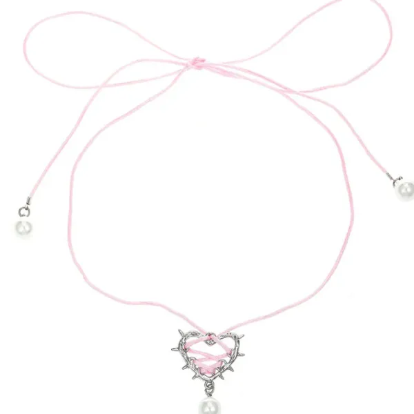 Necklaces & Chokers*Boogzel Clothing Bow Lace Up Heart Necklace